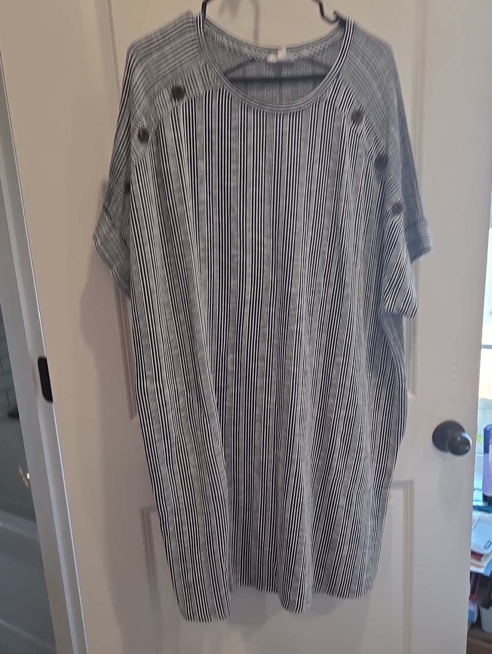 Westbound Black & White Vertical Stripe Midi Dress